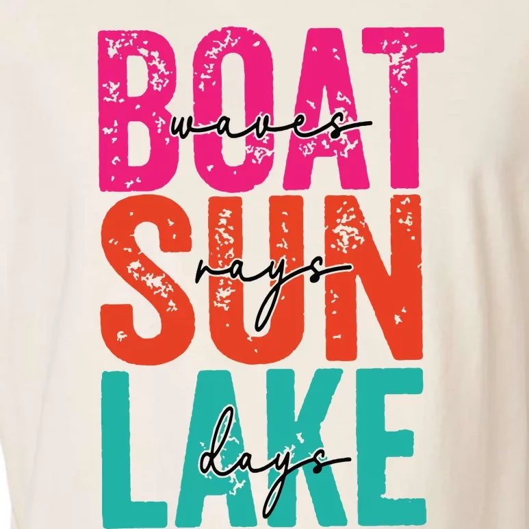 Boat Waves Sun Rays Lake Days Garment-Dyed Women's Muscle Tee