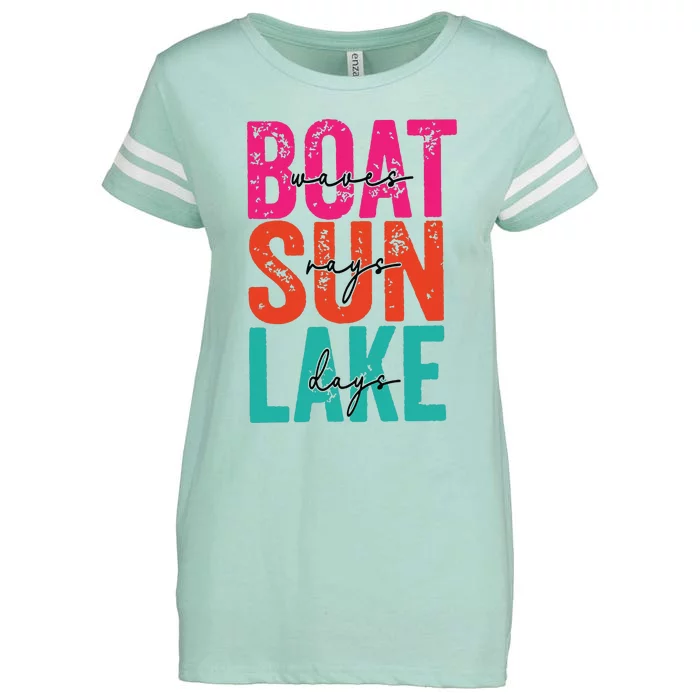 Boat Waves Sun Rays Lake Days Enza Ladies Jersey Football T-Shirt