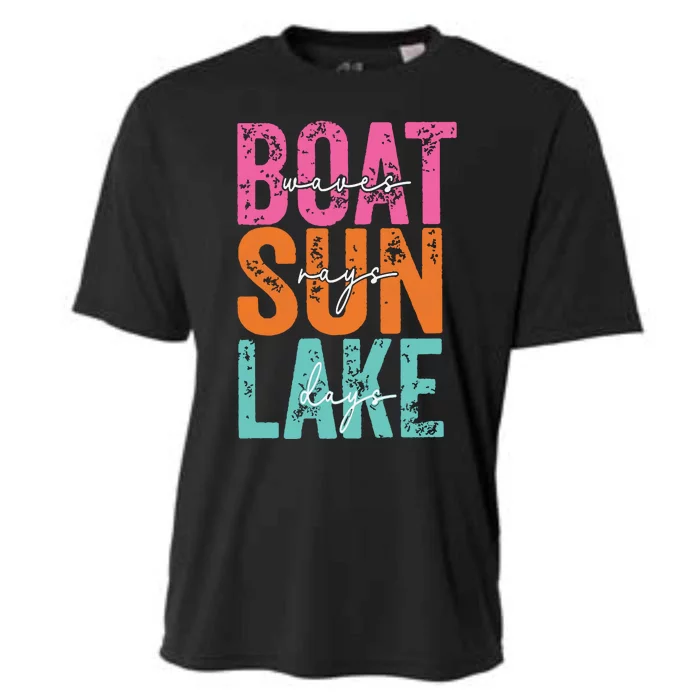 Boat Waves Sun Rays Lake Days Cooling Performance Crew T-Shirt