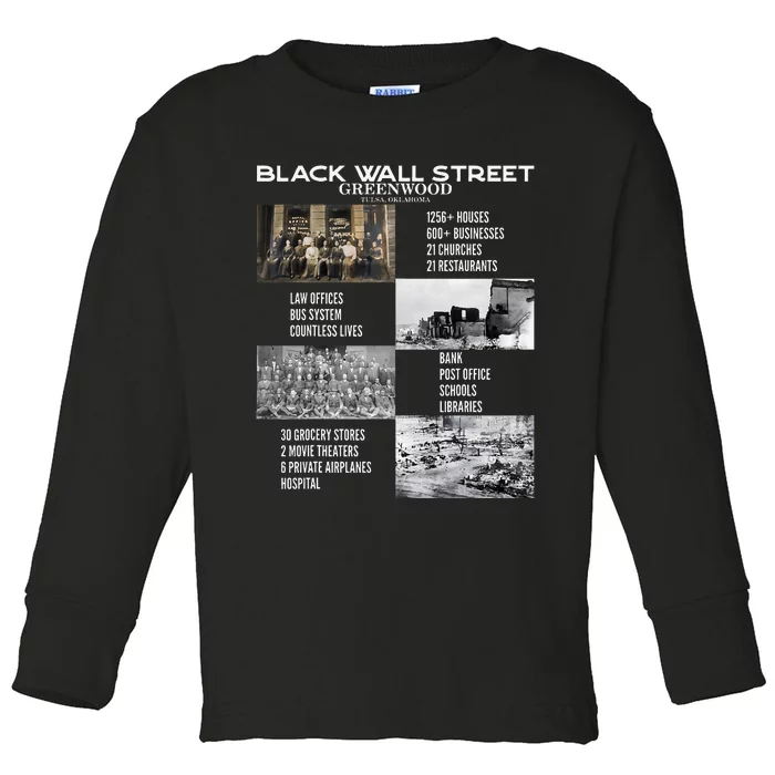 Black Wall Street African American Black History And Legacy Toddler Long Sleeve Shirt