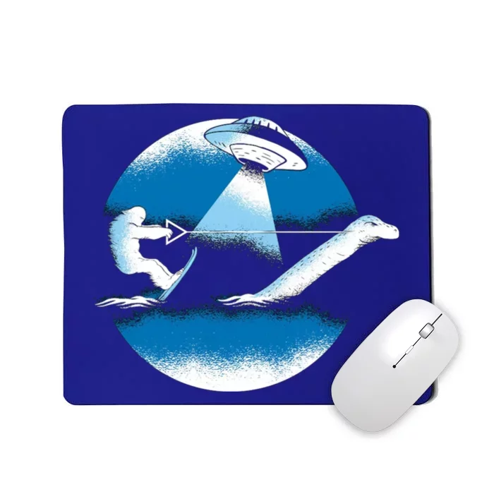 Bigfoot Water Skiing With Loch Ness Monster Ufo Funny Gift Mousepad