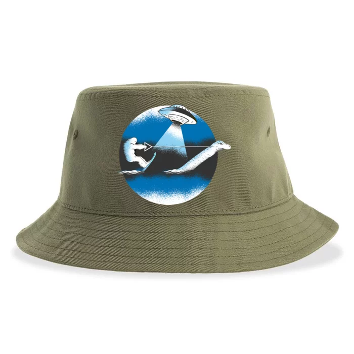 Bigfoot Water Skiing Loch Ness Monster Ufo Sasquatch Gift Sustainable Bucket Hat