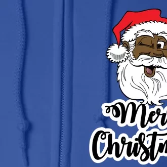 Black Winking Santa Merry Christmas African American Santa Great Gift Full Zip Hoodie