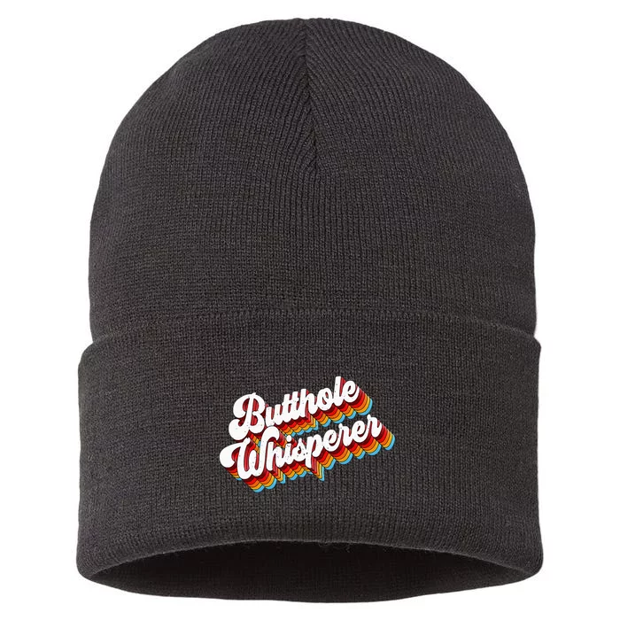 Butthole Whisperer Sarcastic Jokes Retro Sustainable Knit Beanie