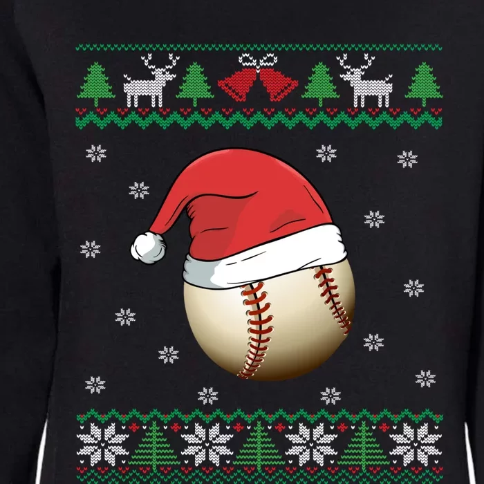 Baseball Wearing Santa Hat | Baseball Fan Ugly Christmas Womens California Wash Sweatshirt