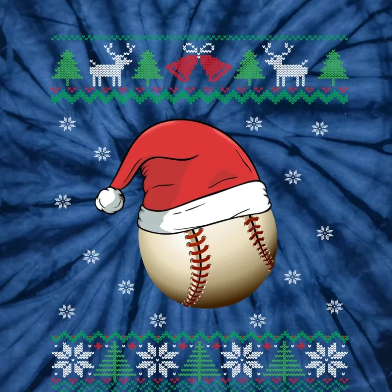 Baseball Wearing Santa Hat | Baseball Fan Ugly Christmas Tie-Dye T-Shirt