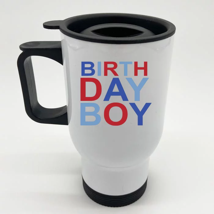 Boys With Sugar Boutique Birthday Boy Patriotic Birthday Front & Back Stainless Steel Travel Mug