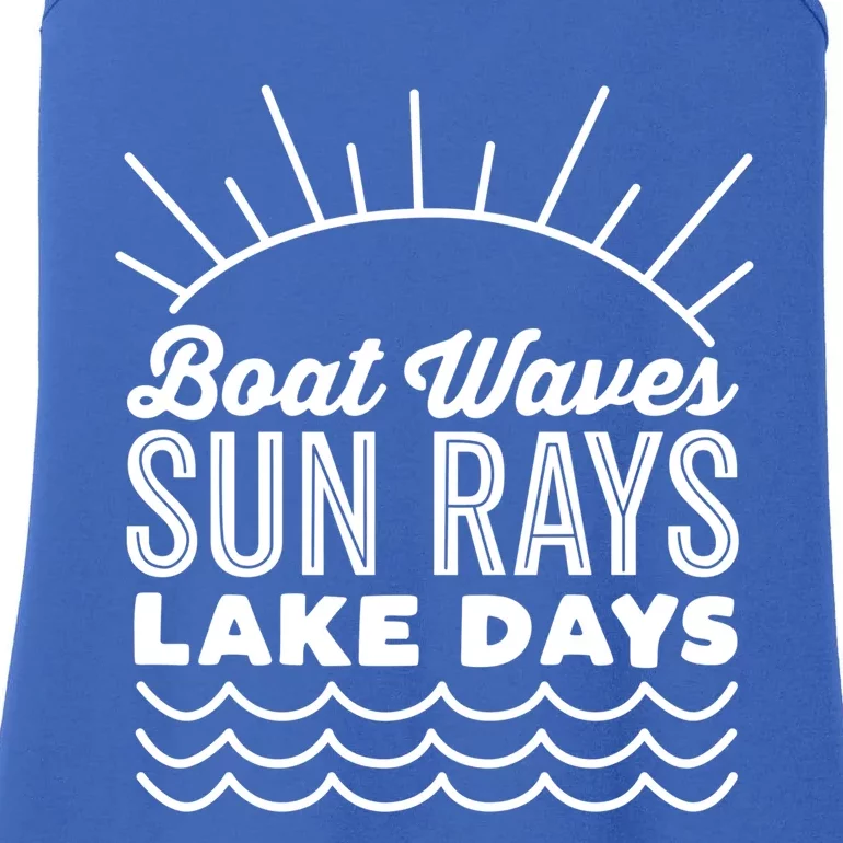 Boat Waves Sun Rays Lake Day Funny Outdoor Lover Gift Ladies Essential Tank