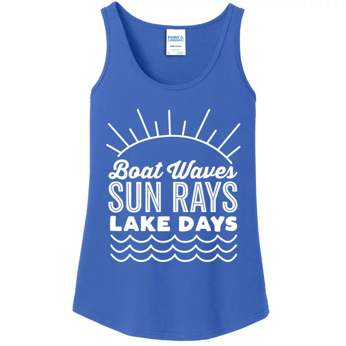 Boat Waves Sun Rays Lake Day Funny Outdoor Lover Gift Ladies Essential Tank