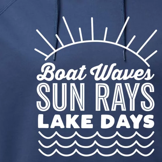 Boat Waves Sun Rays Lake Day Funny Outdoor Lover Gift Performance Fleece Hoodie