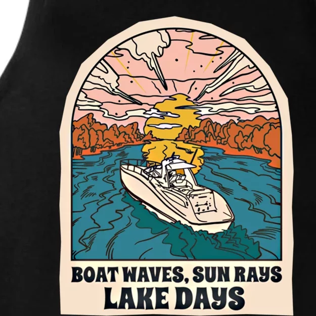 Boat Waves Sun Rays Lake Days Meaningful Gift Ladies Tri-Blend Wicking Tank