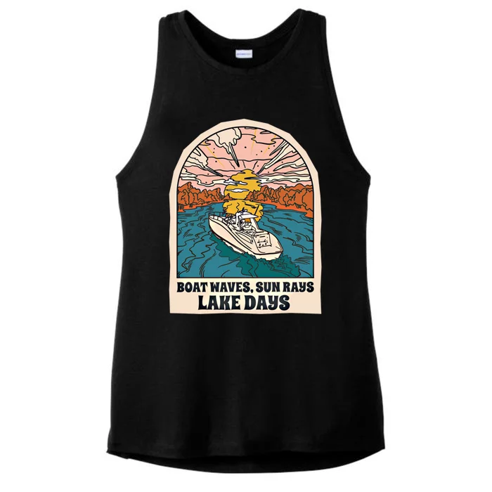 Boat Waves Sun Rays Lake Days Meaningful Gift Ladies Tri-Blend Wicking Tank