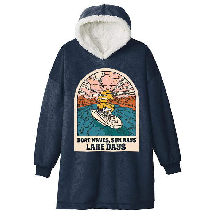 Boat Waves Sun Rays Lake Days Meaningful Gift Hooded Wearable Blanket