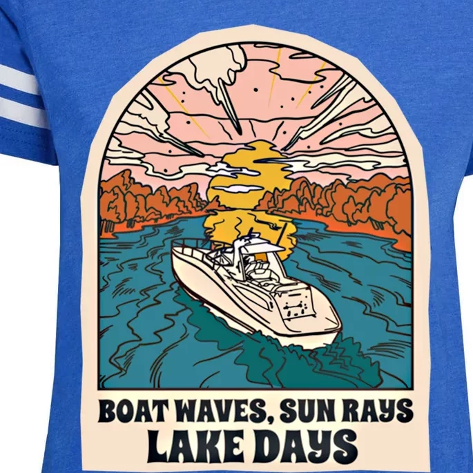 Boat Waves Sun Rays Lake Days Meaningful Gift Enza Ladies Jersey Football T-Shirt