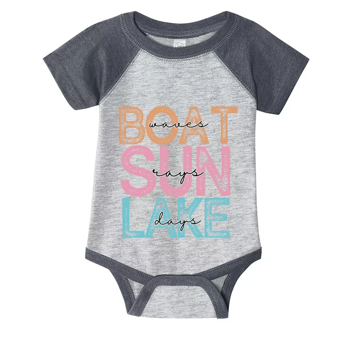 Boat Waves Sun Rays Lake Days Summer Fun Infant Baby Jersey Bodysuit