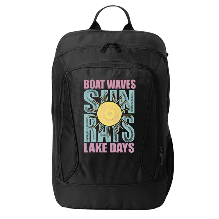 Boat Waves Sun Rays Lake Days City Backpack