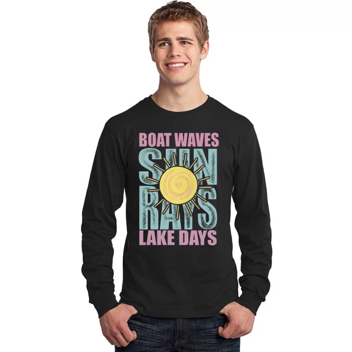 Boat Waves Sun Rays Lake Days Tall Long Sleeve T-Shirt