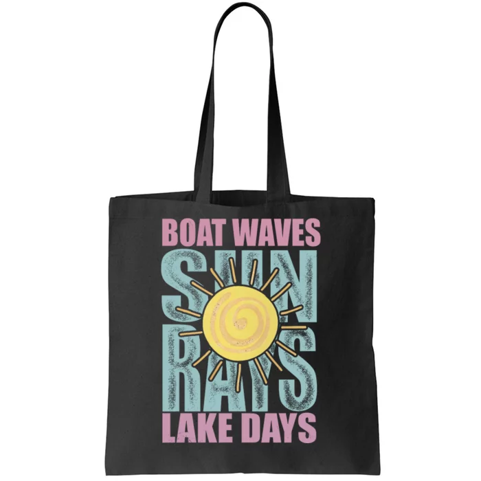 Boat Waves Sun Rays Lake Days Tote Bag