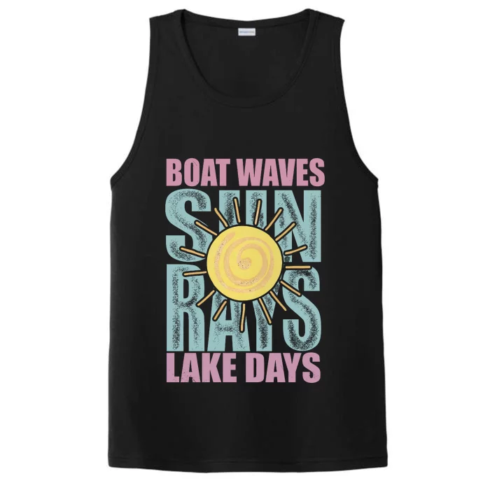 Boat Waves Sun Rays Lake Days Performance Tank