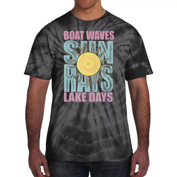 Boat Waves Sun Rays Lake Days Tie-Dye T-Shirt