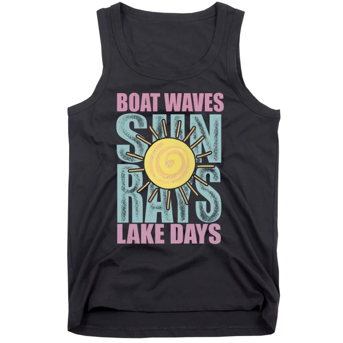 Boat Waves Sun Rays Lake Days Tank Top