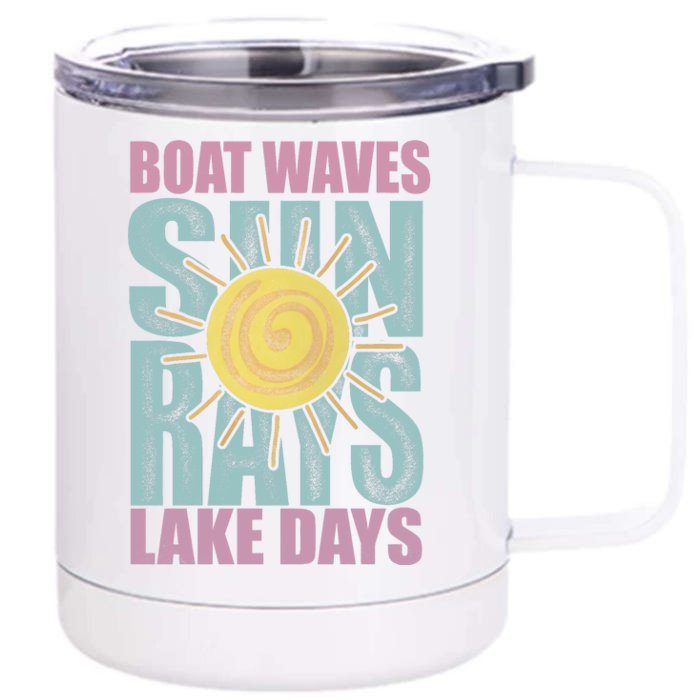 Boat Waves Sun Rays Lake Days Front & Back 12oz Stainless Steel Tumbler Cup