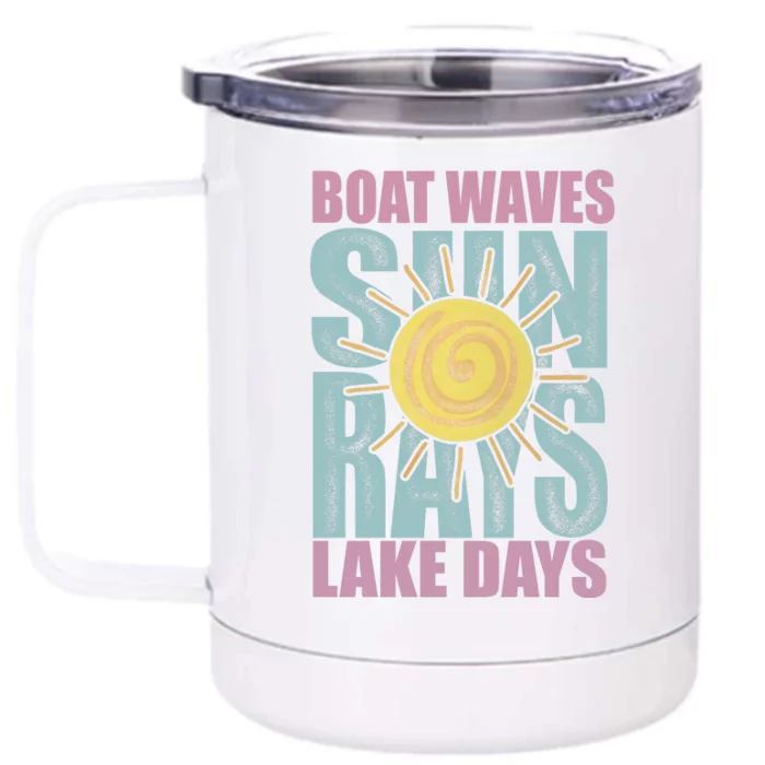 Boat Waves Sun Rays Lake Days Front & Back 12oz Stainless Steel Tumbler Cup