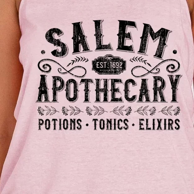 Basic Witch Salem Apothecary Herbalist Elixir Tonic Potion Gift Women's Knotted Racerback Tank