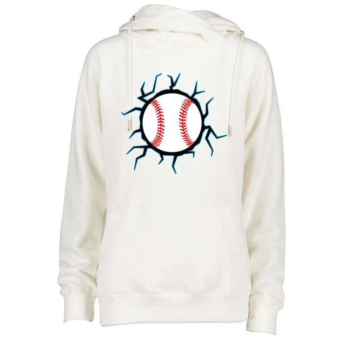 Baseball Window Smash Womens Funnel Neck Pullover Hood