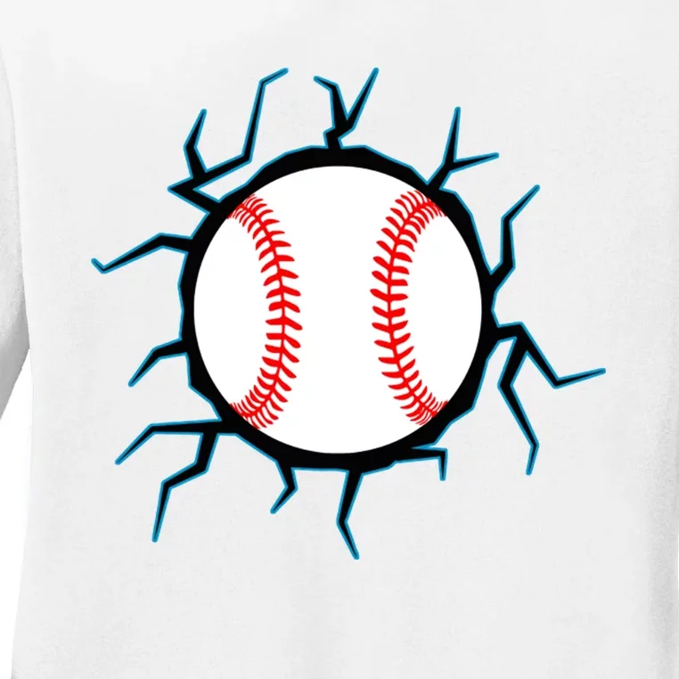 Baseball Window Smash Ladies Long Sleeve Shirt