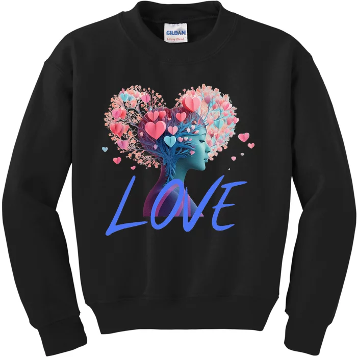 Beautiful Woman Send Love Form Heart To Family Boyfriend Kids Sweatshirt