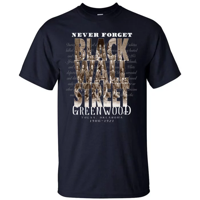 Black Wall Street Tonal Vintage Tulsa Oklahoma Black History Tall T-Shirt