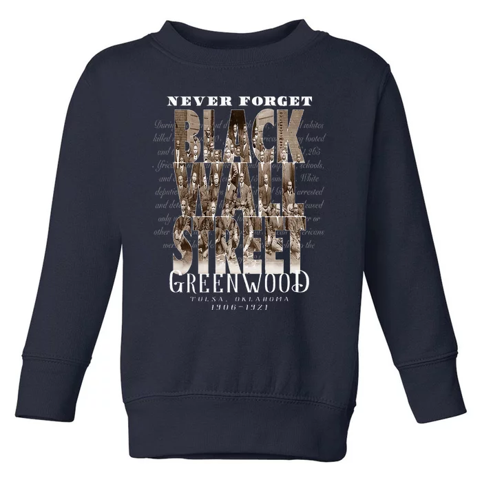 Black Wall Street Tonal Vintage Tulsa Oklahoma Black History Toddler Sweatshirt