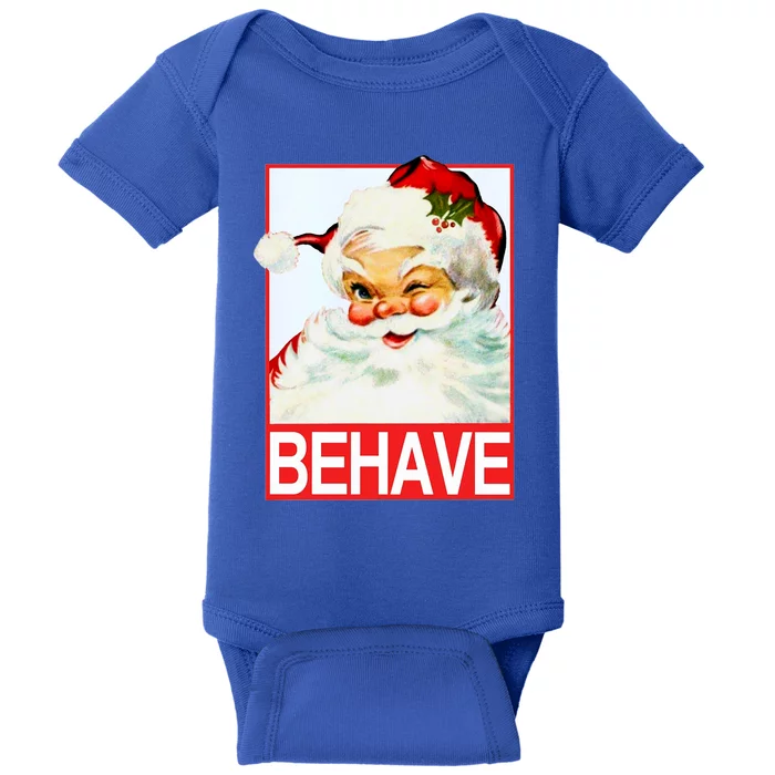 Behave Winking Santa Claus Gift Baby Bodysuit