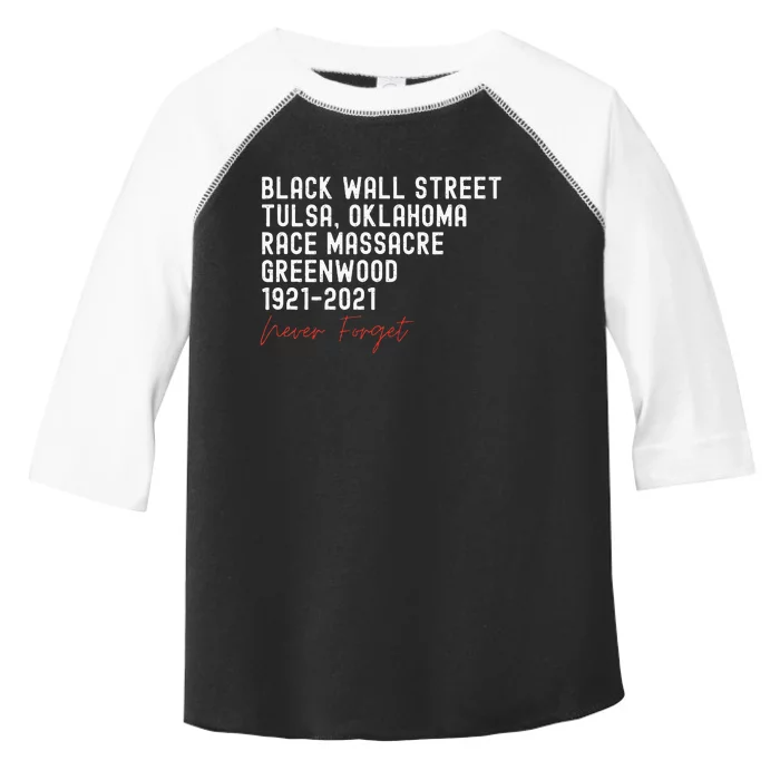 Black Wall Street. Tulsa Race Massacre Centennial. Greenwood Toddler Fine Jersey T-Shirt