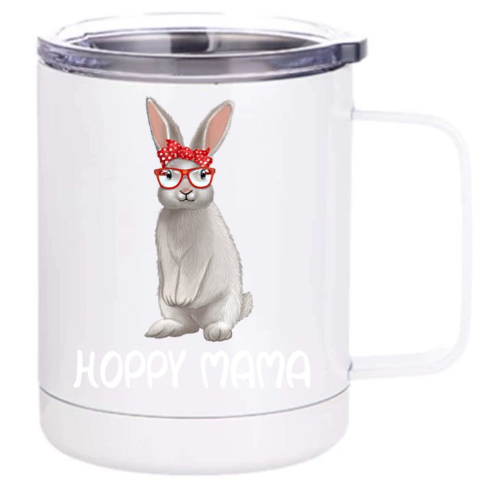 Bunny With Sunglasses And Bandana Bunny Mom Hoppy Mama Gift Front & Back 12oz Stainless Steel Tumbler Cup