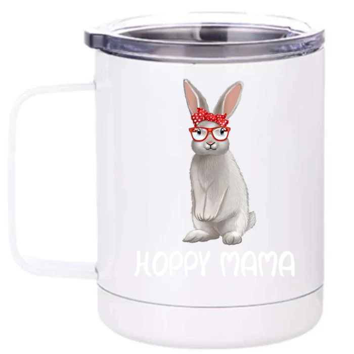 Bunny With Sunglasses And Bandana Bunny Mom Hoppy Mama Gift Front & Back 12oz Stainless Steel Tumbler Cup