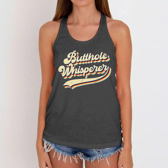 Butthole Whisperer Sarcastic Jokes Retro Vintage Trending Women's Knotted Racerback Tank