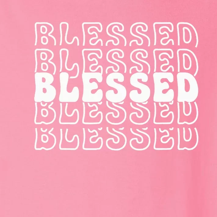 Blessed White Stacked Lettering Christian Religious Toddler Long Sleeve Shirt