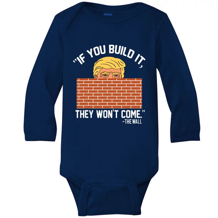 Build Wall Support President Of Usa Trump Gift Baby Long Sleeve Bodysuit