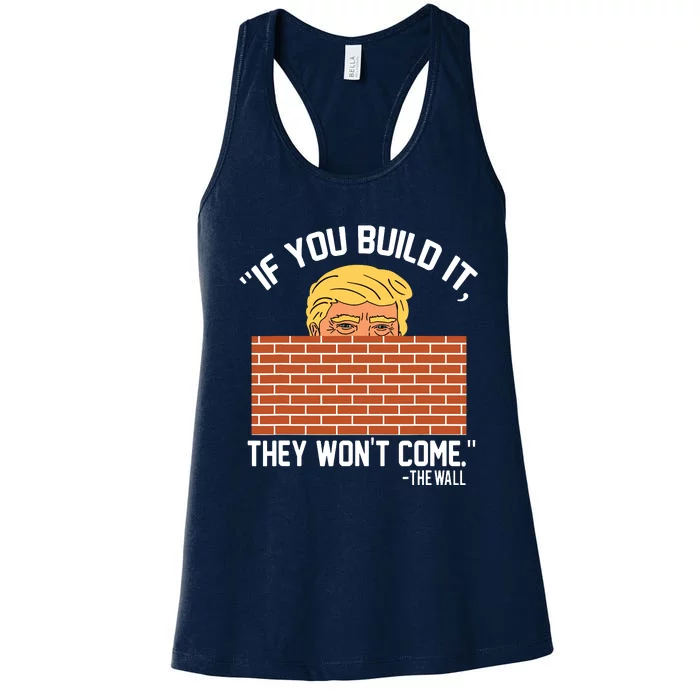 Build Wall Support President Of Usa Trump Gift Women's Racerback Tank