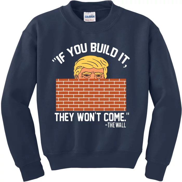 Build Wall Support President Of Usa Trump Gift Kids Sweatshirt