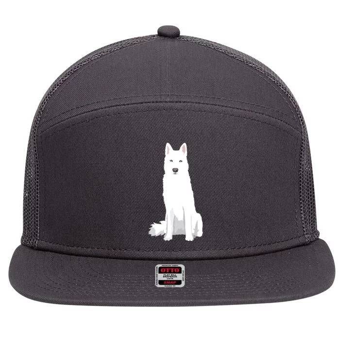 Beautiful White Siberian Husky Sweet White Snow Dog 7 Panel Mesh Trucker Snapback Hat