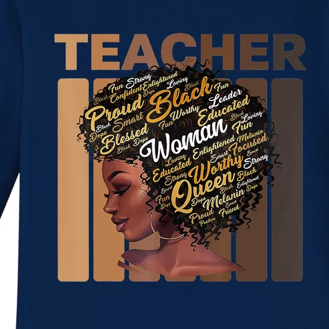 Black Woman Teacher Afro Smart African American Love Melanin Baby Long Sleeve Bodysuit