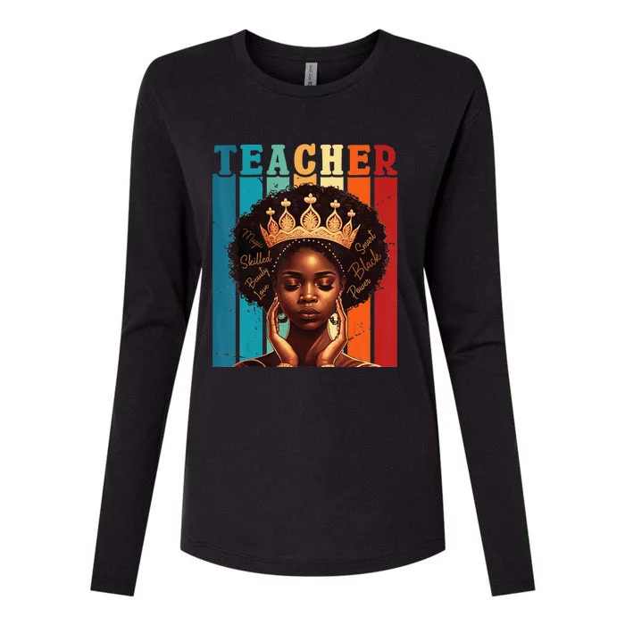 Black Woman Teacher Afro Smart African American Love Melanin Womens Cotton Relaxed Long Sleeve T-Shirt