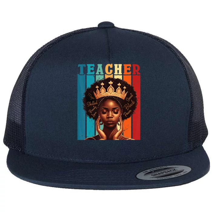 Black Woman Teacher Afro Smart African American Love Melanin Flat Bill Trucker Hat