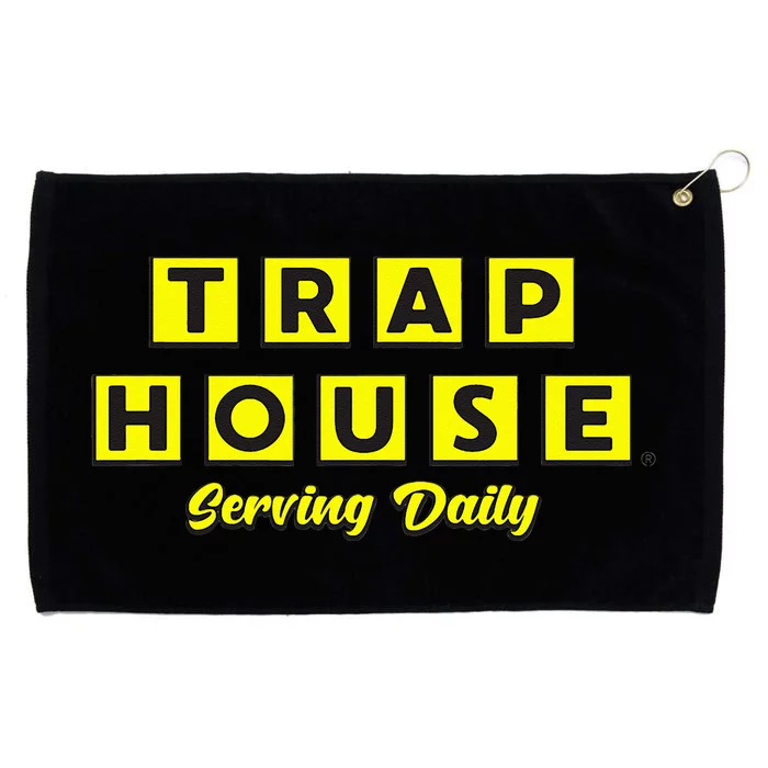 Black Waffle TrapHouse Serving Daily Grommeted Golf Towel