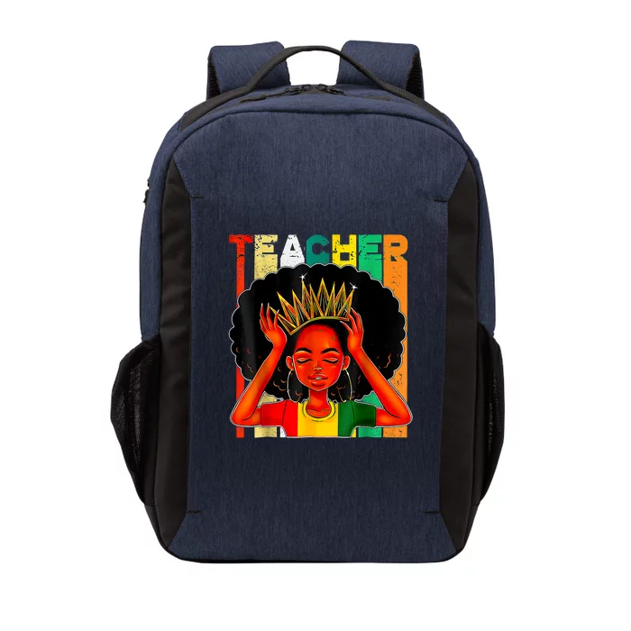 Black Woman Teacher Afro Retro Matching Black History Month Vector Backpack