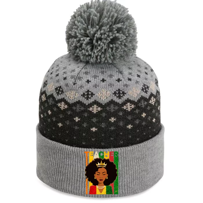 Black Woman Teacher African Black American History The Baniff Cuffed Pom Beanie