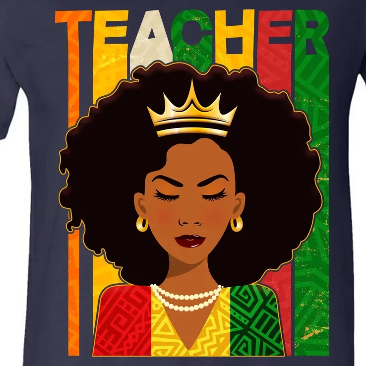 Black Woman Teacher African Black American History V-Neck T-Shirt